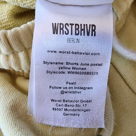 WRSTBHVR Studio Womens Medium Shorts June Pastel Yellow Sweat Gym Drawstring - Picture 7 of 11